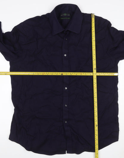 Jasper Conran Men’s Blue 17.5 Cotton Long Sleeve Button-Up Shirt