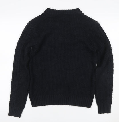 River Island Women's Black S Cable-Knit High Neck Jumper
