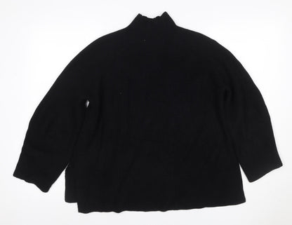 Zara Women Black S Ribbed Mock Neck Knit Jumper Raglan Long Sleeve