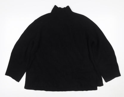 Zara Women Black S Ribbed Mock Neck Knit Jumper Raglan Long Sleeve