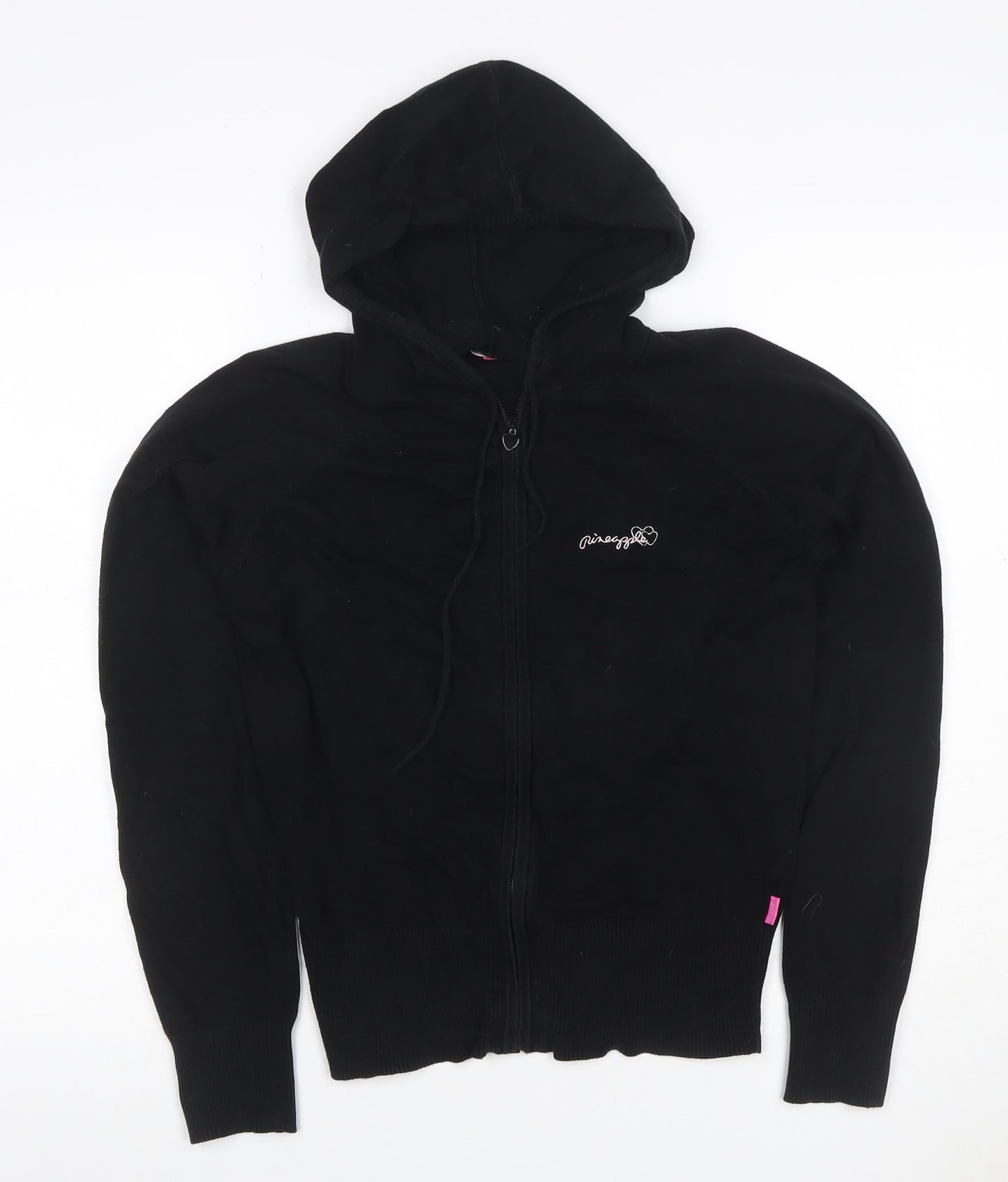 Pineapple Women Black Size 14 Full Zip Hooded Logo Hoodie