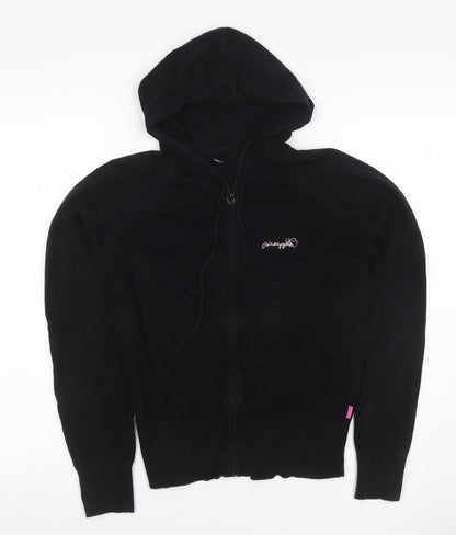 Pineapple Women Black Size 14 Full Zip Hooded Logo Hoodie