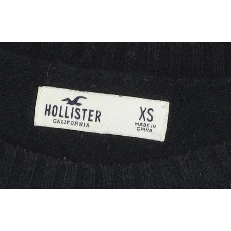 Hollister Women’s XS Black Red White Stripe Crew Neck Knit Jumper