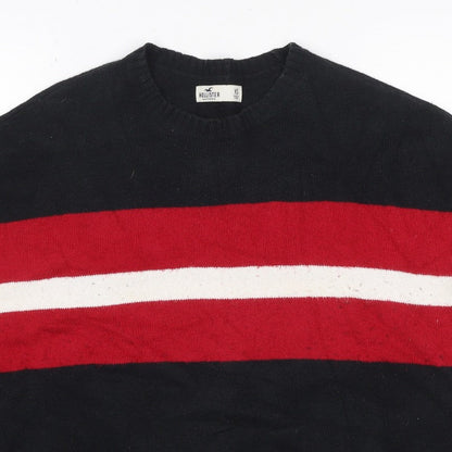 Hollister Women’s XS Black Red White Stripe Crew Neck Knit Jumper