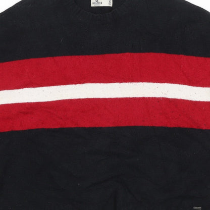 Hollister Women’s XS Black Red White Stripe Crew Neck Knit Jumper