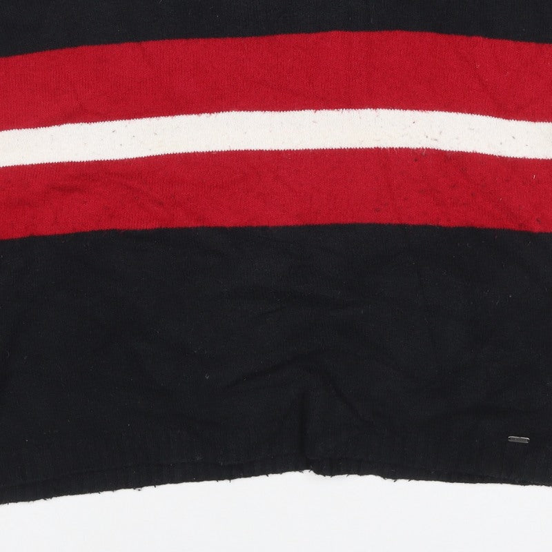 Hollister Women’s XS Black Red White Stripe Crew Neck Knit Jumper