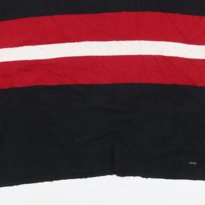 Hollister Women’s XS Black Red White Stripe Crew Neck Knit Jumper