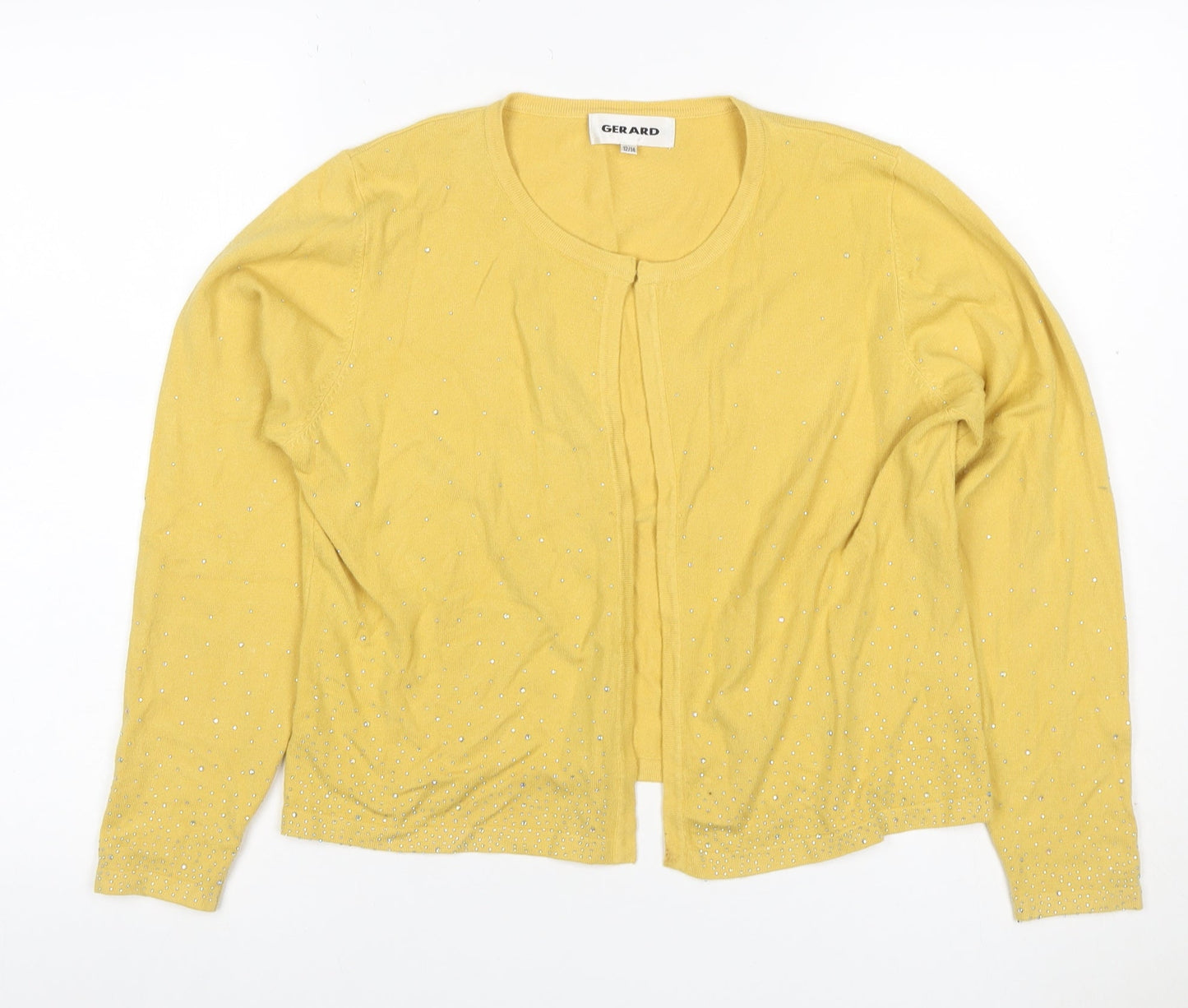 Gerard Women’s Yellow Rhinestone Knit Cardigan Size 12/14