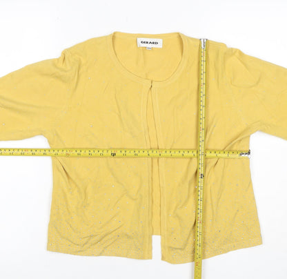 Gerard Women’s Yellow Rhinestone Knit Cardigan Size 12/14