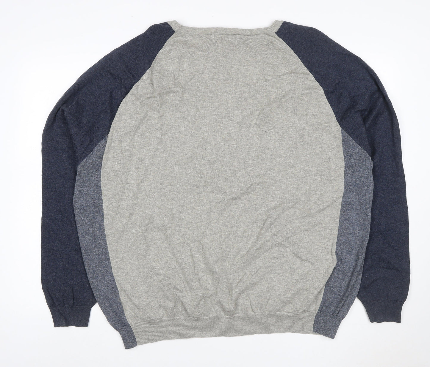 Jasper Conran Men’s Grey & Blue Cotton Knit Pullover Jumper 2XL