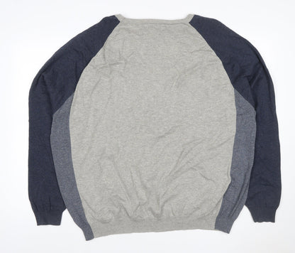 Jasper Conran Men’s Grey & Blue Cotton Knit Pullover Jumper 2XL