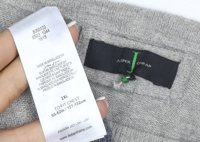 Jasper Conran Men’s Grey & Blue Cotton Knit Pullover Jumper 2XL