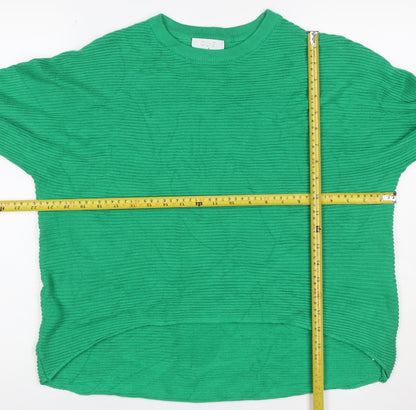 Quiz Women’s Green M Ribbed Knit Balloon Sleeve Jewel Button Jumper