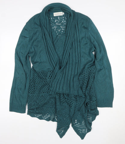 Future Lady Women Green XL Open Knit Crochet Waterfall Cardigan