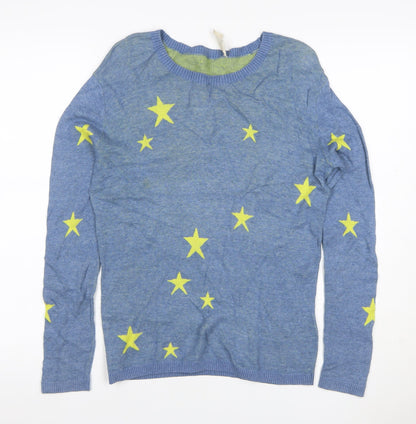 Hush Women’s Blue Yellow Star Knit Pullover Jumper Size S