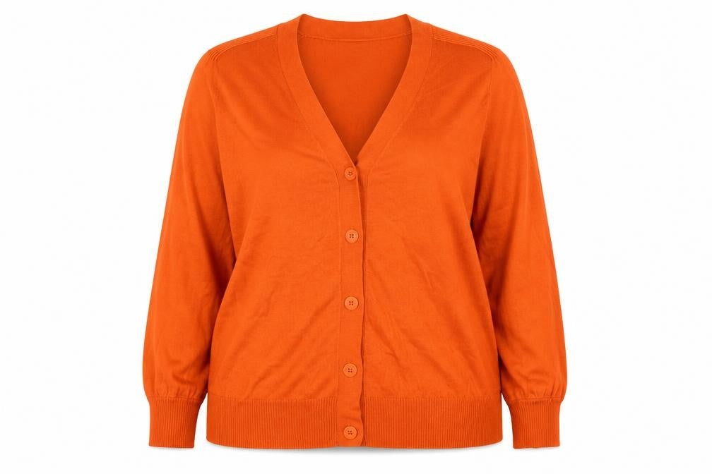 Next Women Orange UK 18 V-Neck Button Long Sleeve Modal Cardigan