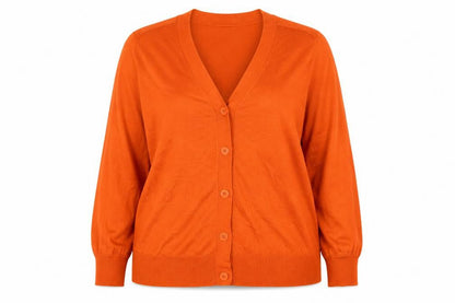 Next Women Orange UK 18 V-Neck Button Long Sleeve Modal Cardigan