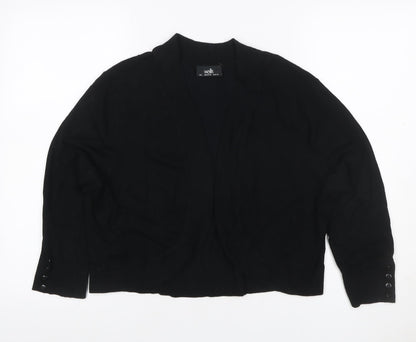 Wallis Women Black L Open V-Neck Knit Cardigan Button Cuffs