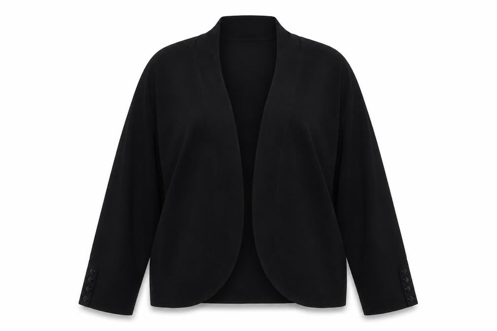 Wallis Women Black L Open V-Neck Knit Cardigan Button Cuffs