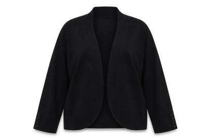 Wallis Women Black L Open V-Neck Knit Cardigan Button Cuffs
