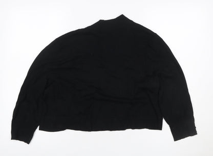 Wallis Women Black L Open V-Neck Knit Cardigan Button Cuffs