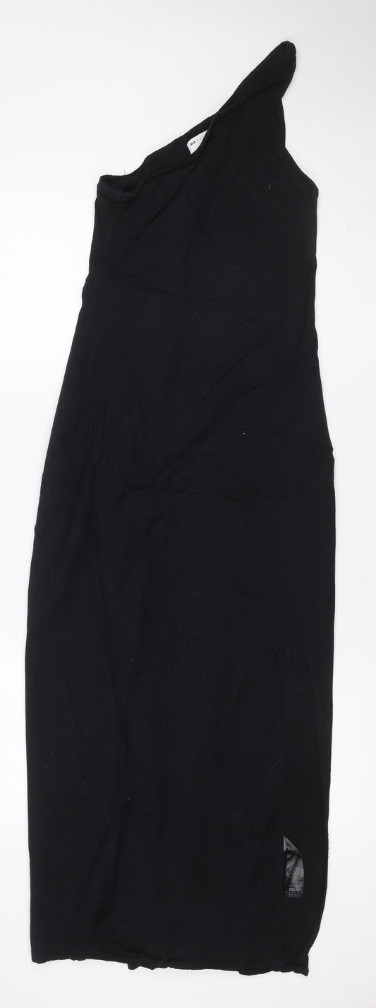 Additional front view of ASOS Women Black UK 16 Long Maxi V-Neck Strappy Dress