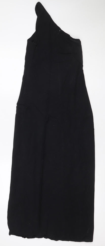 ASOS Women Black UK 16 Long Maxi V-Neck Strappy Dress
