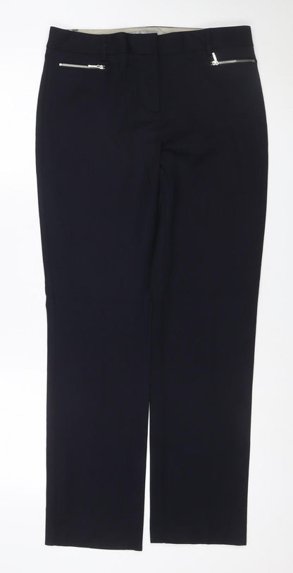 Marks & Spencer Women’s Navy Size 12 Straight Leg Zip Pocket Trousers