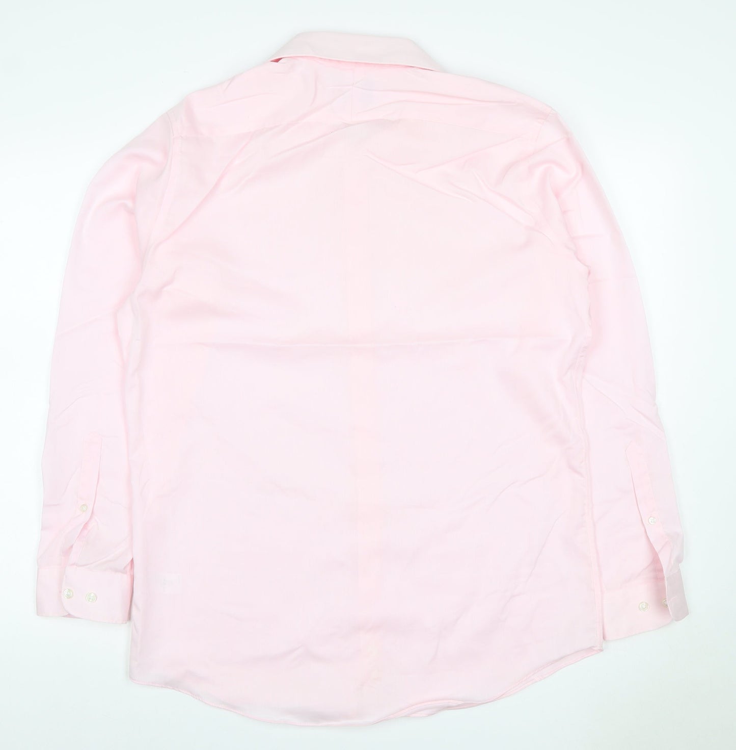 John Lewis Men Pink 16in Tailored Fit Cotton Long Sleeve Formal Shirt