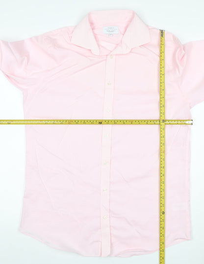 John Lewis Men Pink 16in Tailored Fit Cotton Long Sleeve Formal Shirt