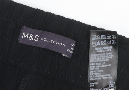 M&S Women’s Black Size 12 Elastic Waist Straight Work Trousers