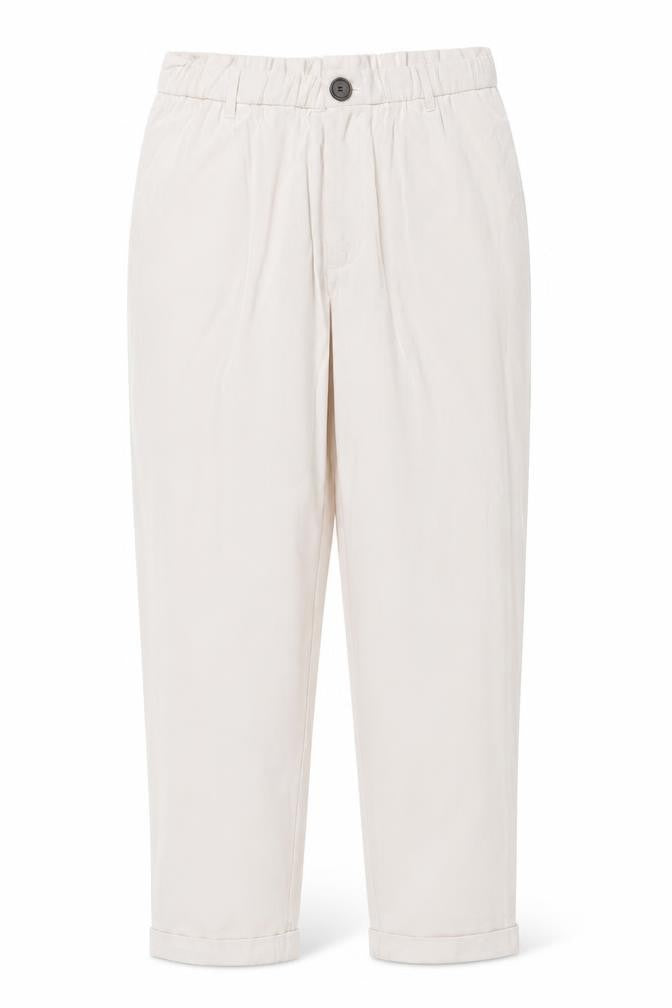 Zara Women Ivory M High Rise Elastic Waist Straight Trousers