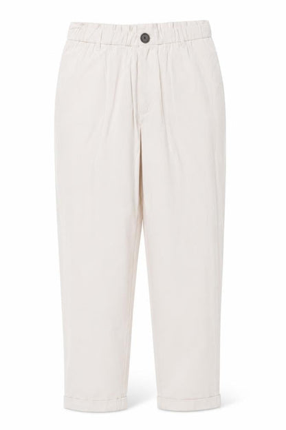 Zara Women Ivory M High Rise Elastic Waist Straight Trousers