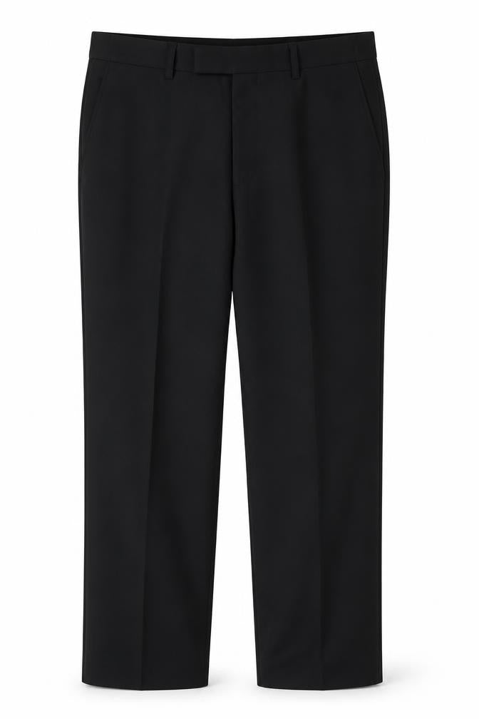 Marks & Spencer Men Black 36 33 Flat Front Straight Dress Trousers