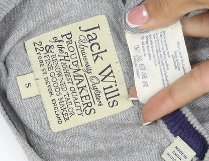 Jack Wills Men's Grey S Cotton Cashmere Crew Neck Logo Jumper