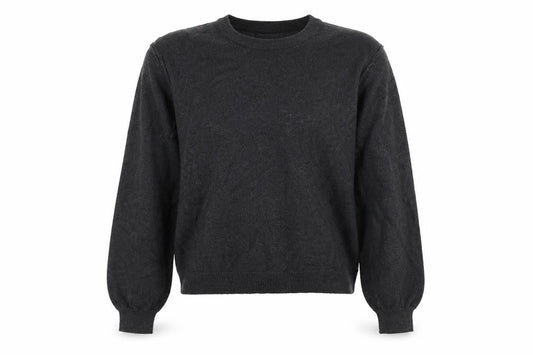 Pull&Bear Women’s Grey Size S Puff Sleeve Crew Neck Knit Jumper
