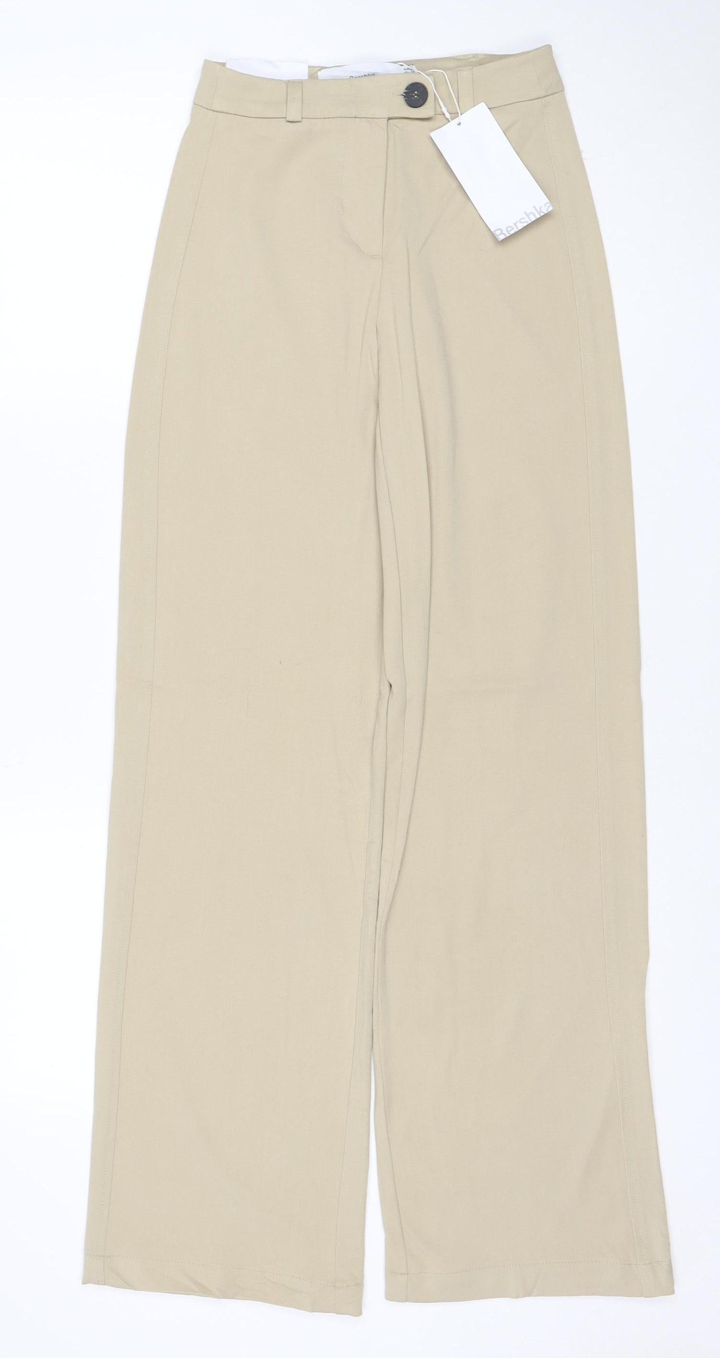 Bershka Women’s Beige UK 4 Wide Leg Tailored Dress Trousers