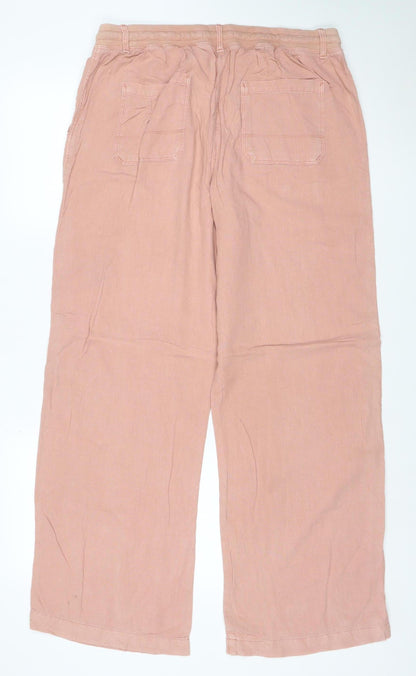 Marks & Spencer Women's Pink UK 14 Drawstring Wide-Leg Trousers