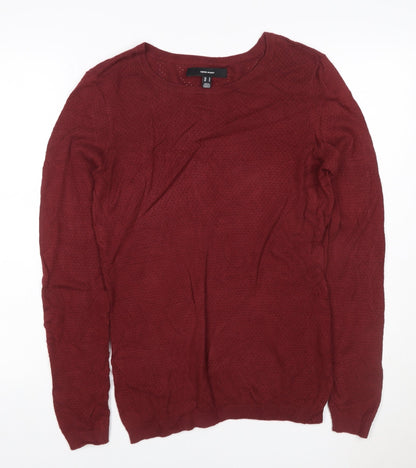 Vero Moda Women’s Red M Open Knit Crew Neck Long Sleeve Jumper
