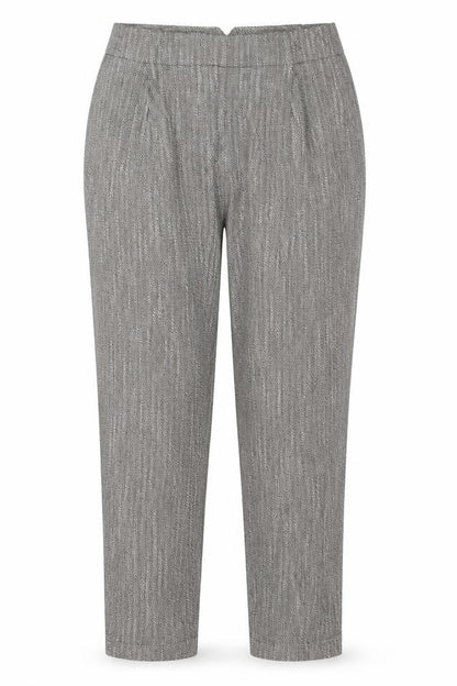 Marks & Spencer Women Grey Mix UK 12 Regular Tapered Knit Cotton Trousers