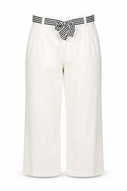 Marks & Spencer Women Ivory UK 16 Slim Wide-Leg Belted Trousers