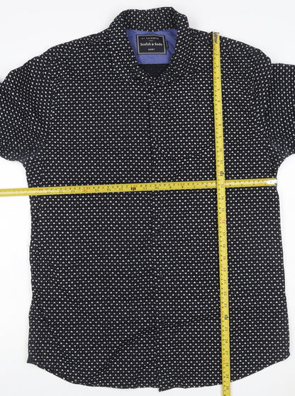 Scotch & Soda Men's Black XL Floral Print Long Sleeve Button-Up Shirt