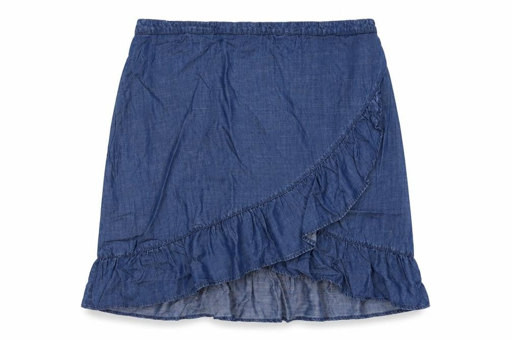 Next Women Blue UK 20 Chambray Wrap Ruffle Knee Length Skirt