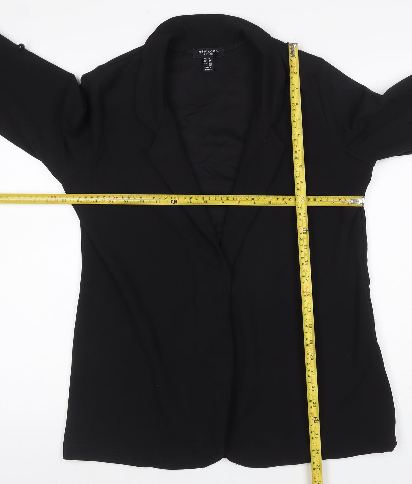 New Look Women’s Black Petite UK 10 Open Front 3/4 Sleeve Blazer