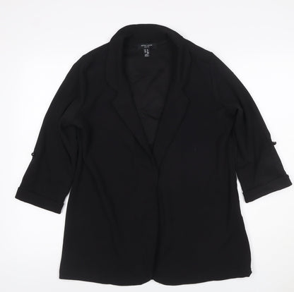 New Look Women’s Black Petite UK 10 Open Front 3/4 Sleeve Blazer