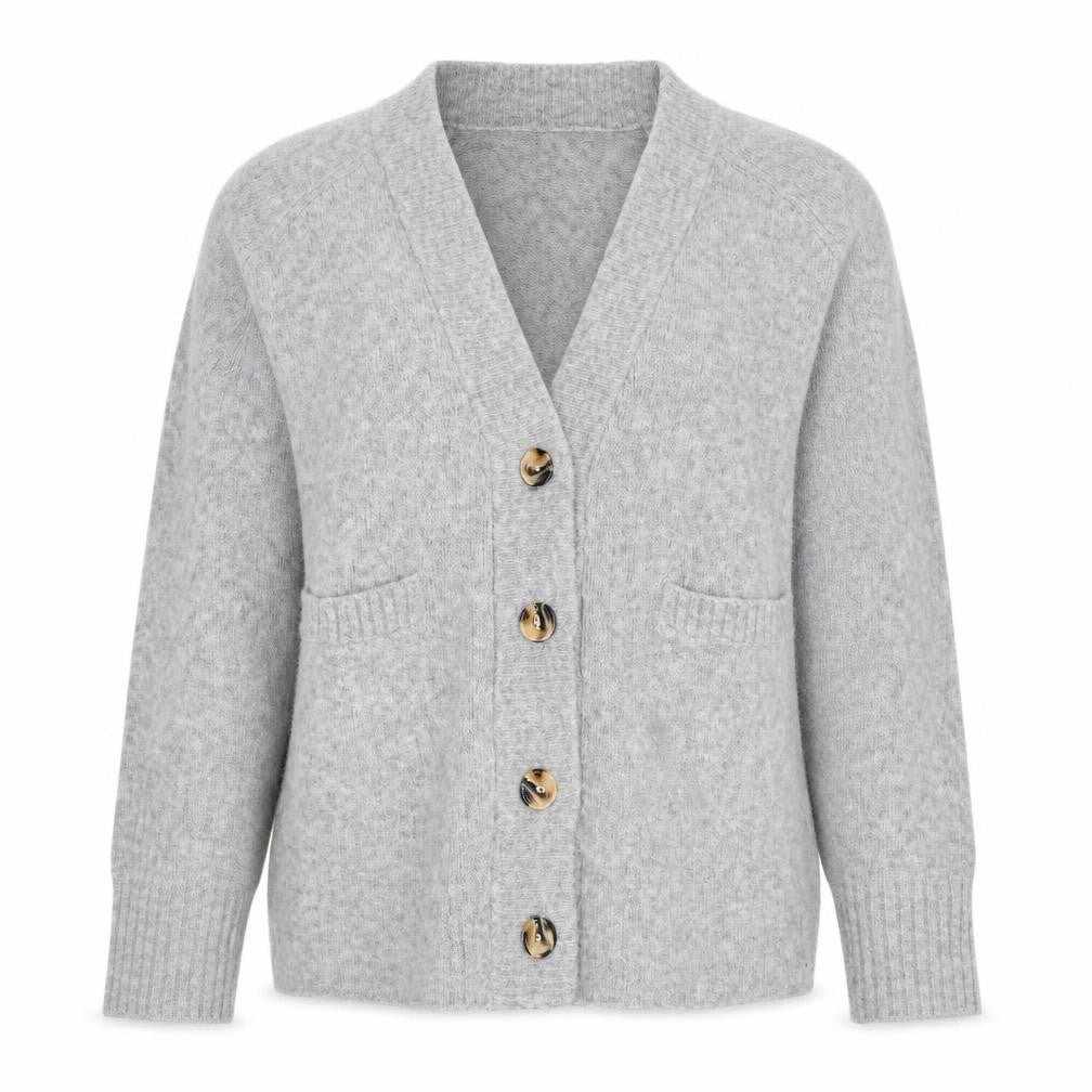 Next Women’s Grey S Button V-Neck Pocket Knit Cardigan