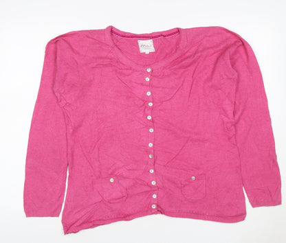 Mistral Women’s Pink Cotton Cardigan Size 18 Long Sleeve Button Pockets