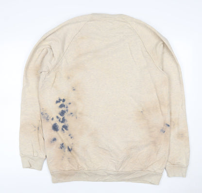 Topman LTD Men’s Beige M Pullover Crew Neck Graphic Sweatshirt