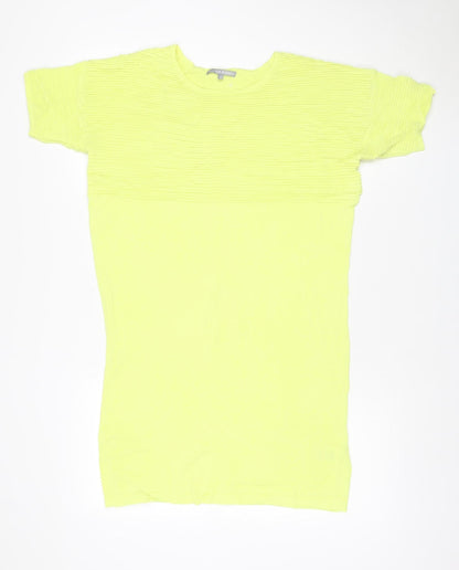 Oliver Bonas Women Yellow Size 8 Rib Knit Jumper Dress