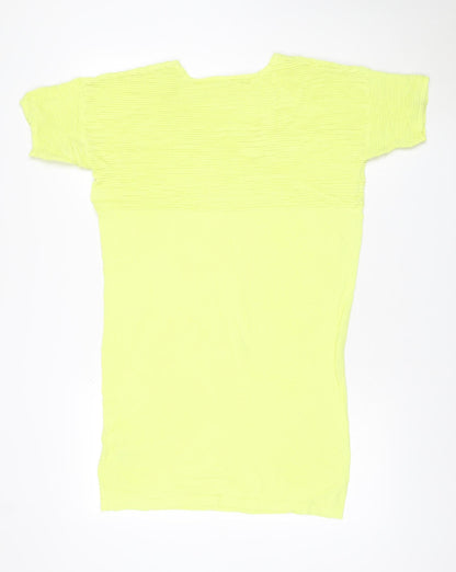 Oliver Bonas Women Yellow Size 8 Rib Knit Jumper Dress